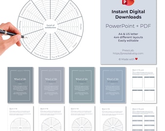 Plantilla de la Rueda de la Vida / Coaching y Bienestar (PowerPoint y PDF)