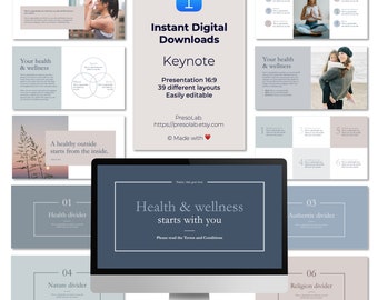 KEYNOTE PRESENTATION TEMPLATES – Instant Digital Editable Download – Health & wellness starts with you