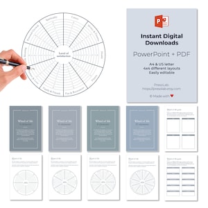 WHEEL OF LIFE | Coaching Wheel | Wellness Wheel | PowerPoint, Pdf – Instant Digital Editable Download