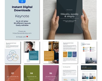 KEYNOTE BOOKLET TEMPLATE – Instant Digital Editable Download – Ethicality, morality & integrity