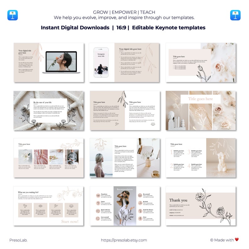 KEYNOTE PRESENTATION TEMPLATE – Instant Digital Editable Download ...