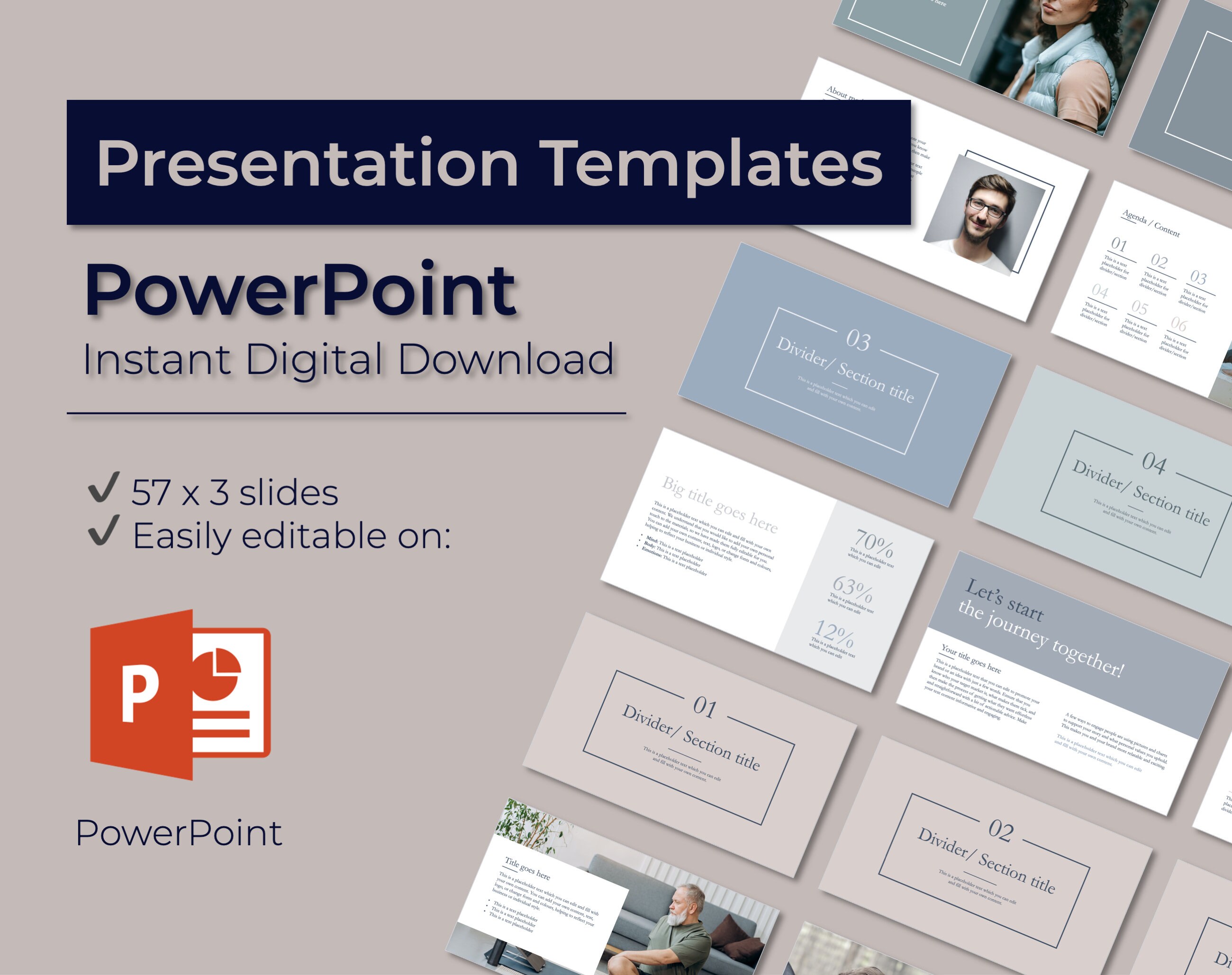 POWERPOINT PRESENTATION TEMPLATES Instant Digital Editable - Etsy