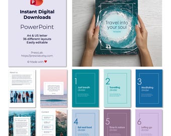 PLANTILLAS DE FOLLETOS DE POWERPOINT – Descarga digital editable instantánea – Viaja a tu alma
