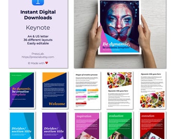 PLANTILLA DE FOLLETO DE KEYNOTE – Descarga digital editable instantánea – Sé dinámico, sé creativo