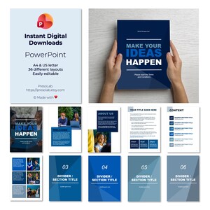 POWERPOINT BOOKLET TEMPLATE – Instant Digital Editable Download – Make your ideas happen