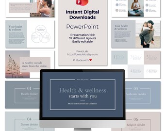 POWERPOINT PRESENTATION TEMPLATES – Instant Digital Editable Download – Health & wellness starts with you