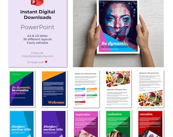 PLANTILLA DE FOLLETO DE POWERPOINT – Descarga digital editable instantánea – Sé dinámico, sé creativo