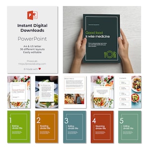 POWERPOINT BOOKLET TEMPLATE – Instant Digital Editable Download – Good food is wise medicine
