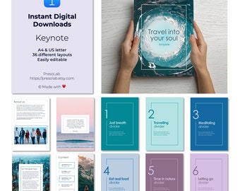 PLANTILLAS DE FOLLETO DE KEYNOTE – Descarga digital editable instantánea – Viaja a tu alma