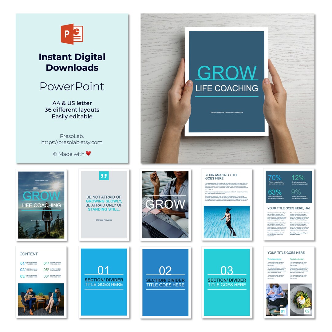 POWERPOINT BOOKLET TEMPLATE – Instant Digital Editable Download – Grow ...