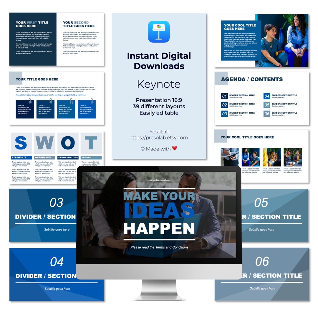KEYNOTE PRESENTATION TEMPLATE – Instant Digital Editable Download ...
