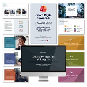 POWERPOINT PRESENTATION TEMPLATE – Instant Digital Editable Download – Ethicality, morality & integrity