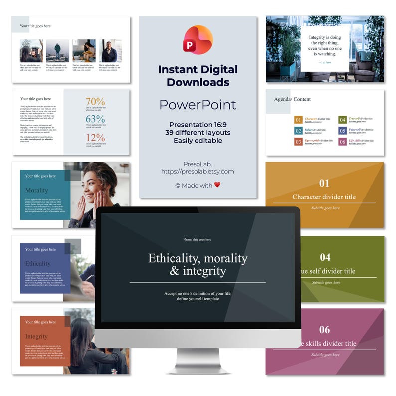 POWERPOINT PRESENTATION TEMPLATE – Instant Digital Editable Download ...