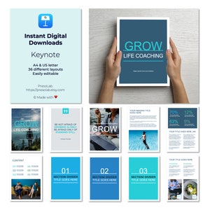 PLANTILLA DE FOLLETO KEYNOTE – Descarga editable digital instantánea – Crecer: Coaching de vida