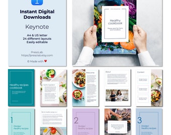 PLANTILLA DE RECETAS DE KEYNOTE – Descarga digital editable instantánea: folleto, libro electrónico, libro de cocina