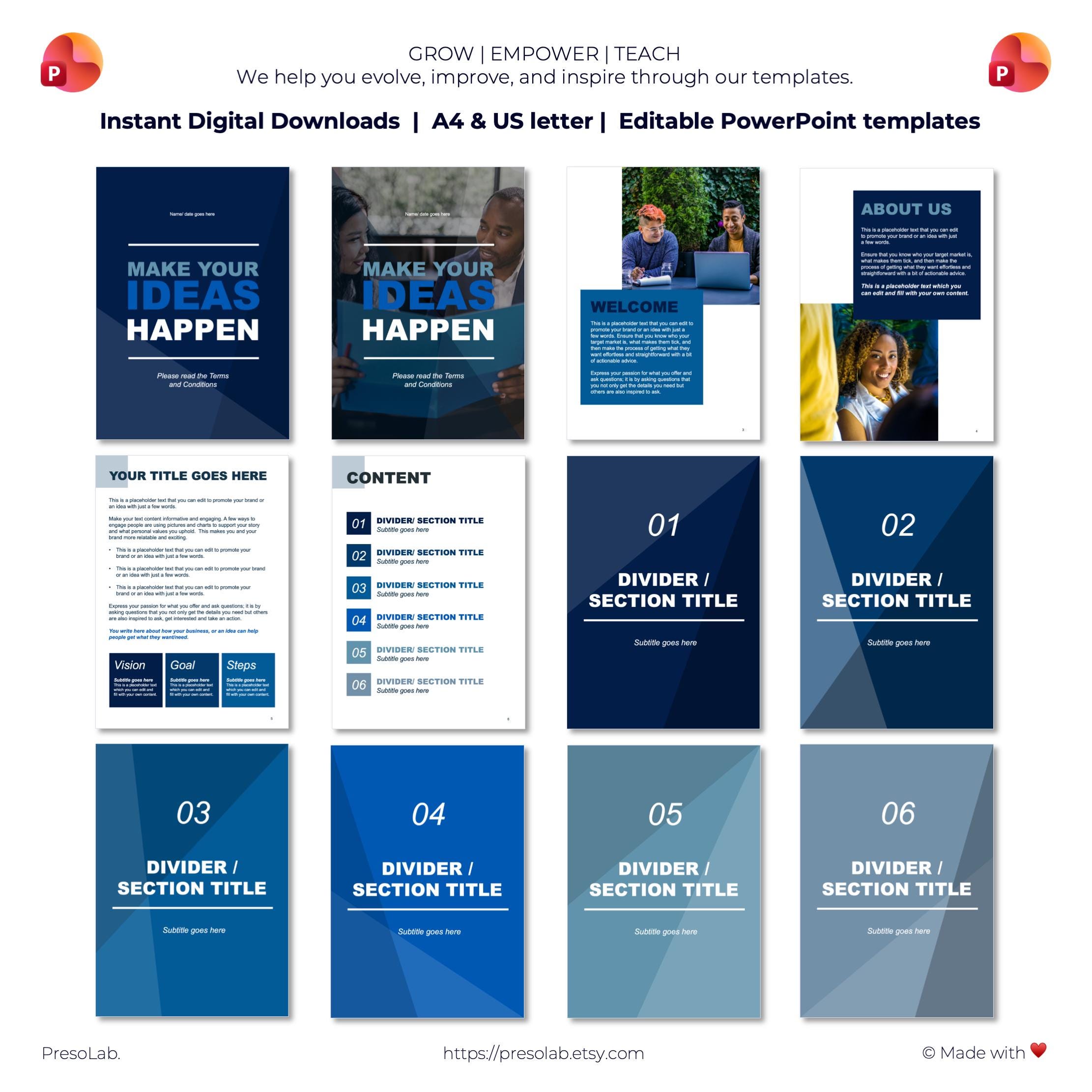 POWERPOINT BOOKLET TEMPLATE – Instant Digital Editable Download – Make ...