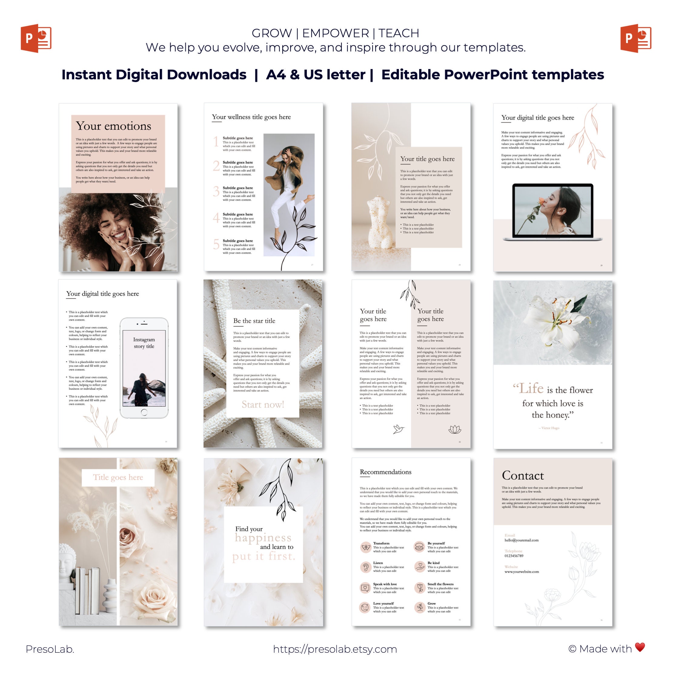 POWERPOINT BOOKLET TEMPLATE – Instant Digital Editable Download – Stop ...