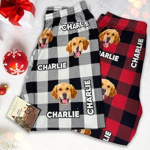 Custom Pet Photo Pajama Pants: Personalized Dog & Name Trousers, Christmas in July gift
