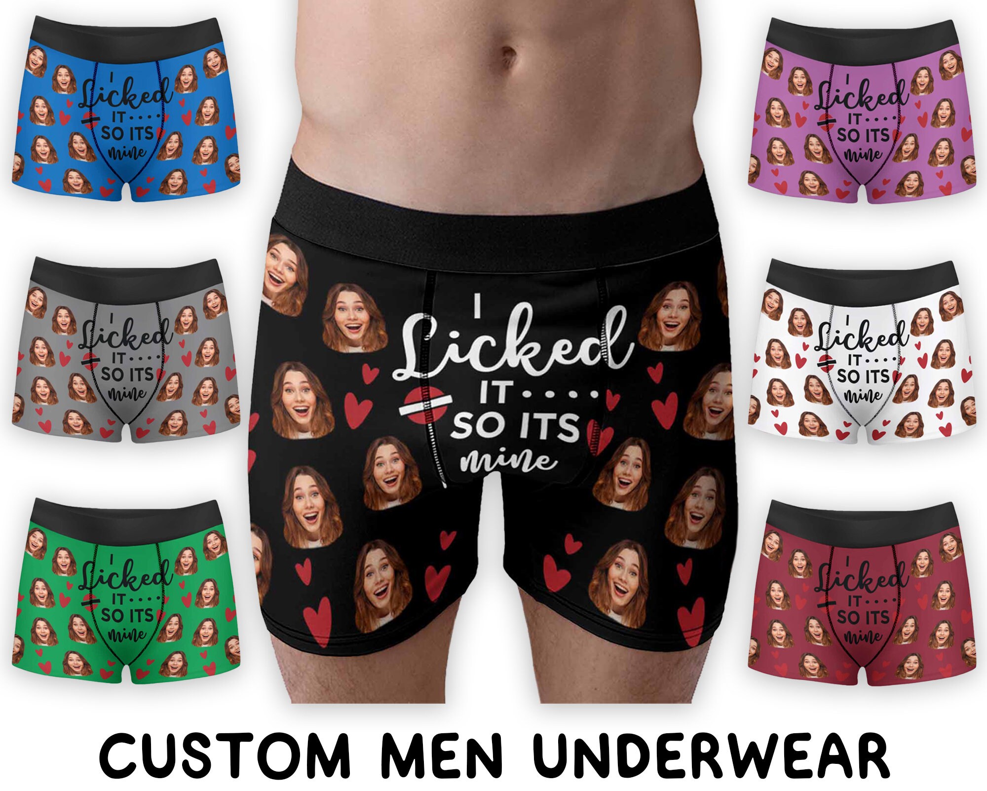 Custom Face Couple Matching Underwear Love Heart Personalized