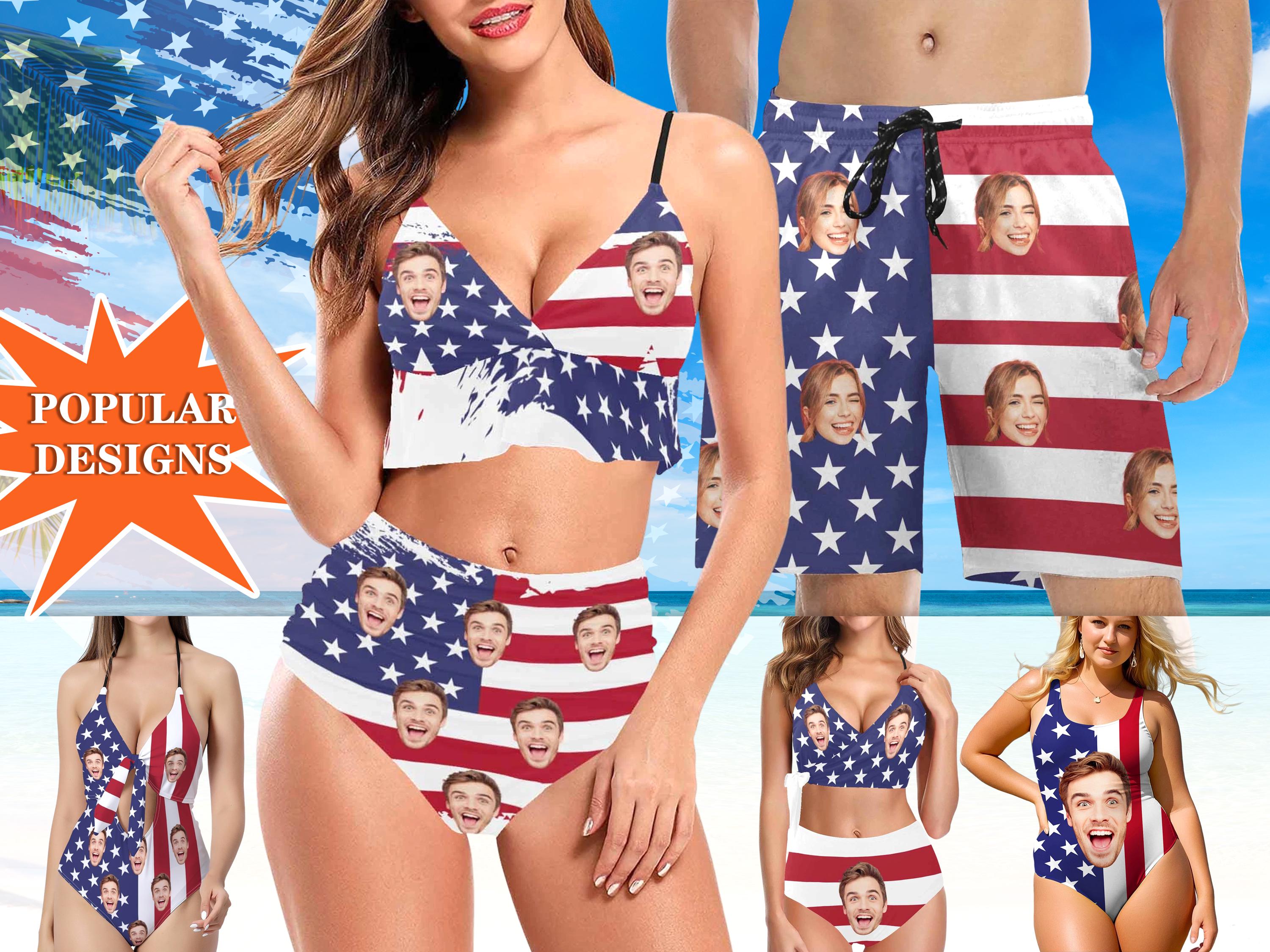 【THEAIRTOWN】 chrome usa flag bikini New American Flag Brazilian Triangle Bikini Top – MARETOA