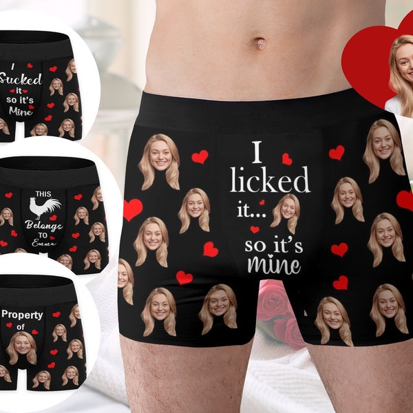 Custom Face Boxers,Personalize photo underwear for men,"I licked it so it's mine",Custom Men Underwear,Personalized photo gifts for him/men