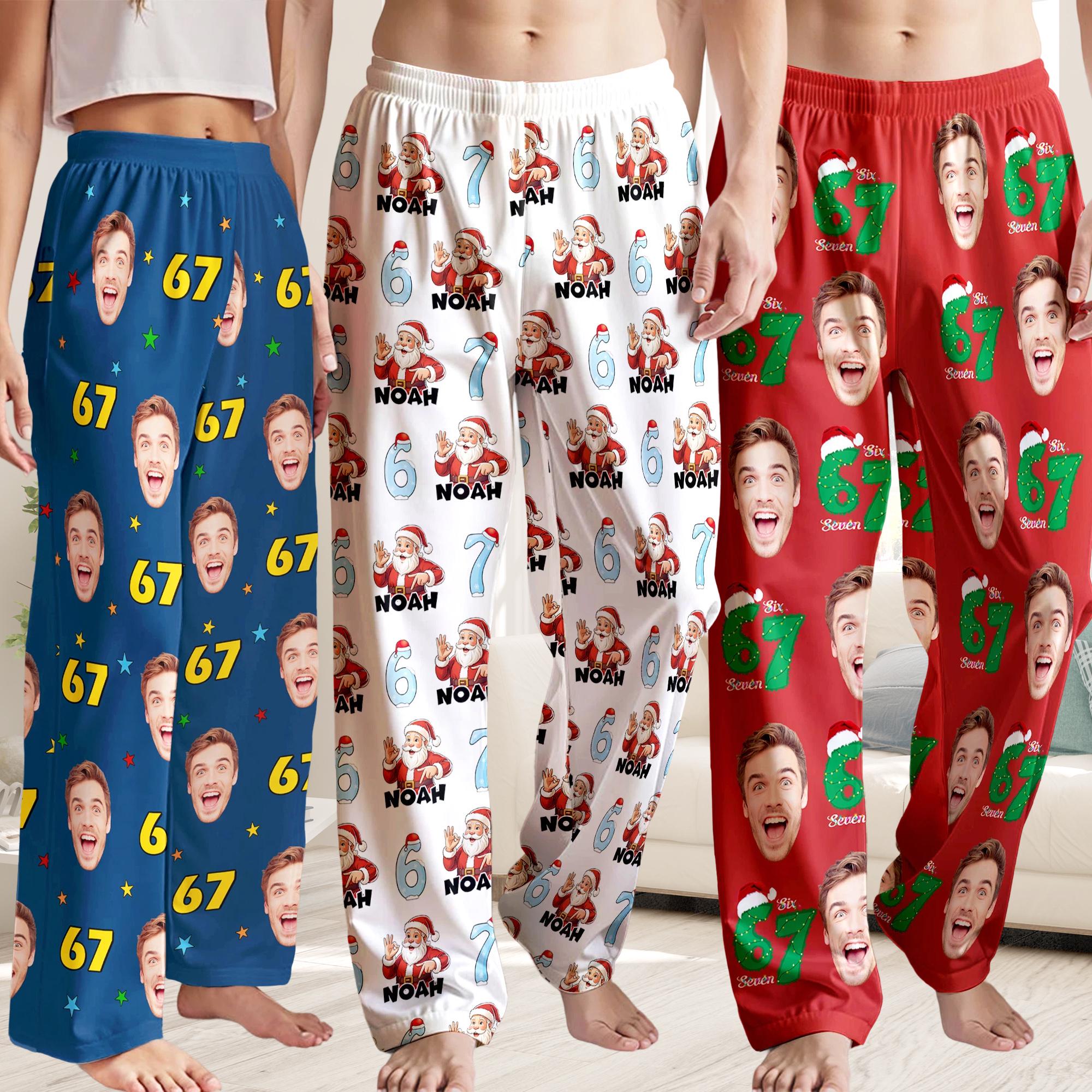 Personalized 67 Meme Pajamas, Custom Face Christmas Pajama Pants - Etsy
