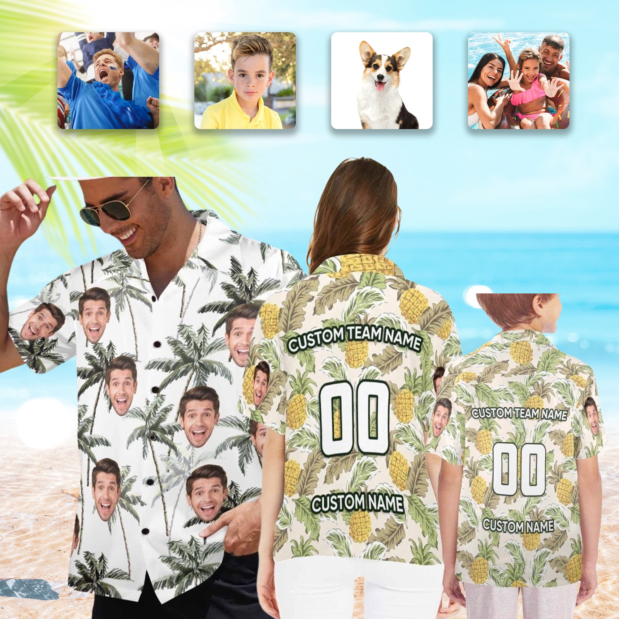 Custom Hawaiian Shirt with Face  - Personalized Hawaiian Button Shirt