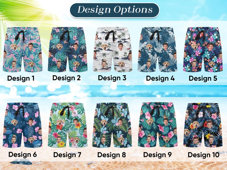 Personalized Face Swim Trunks: Custom Men's Bathing Suit, Men Swimwear Shorts image 2