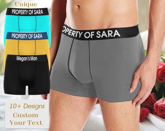 Custom Boxers with Text,Men's Boxer Briefs with Custom Waistband,Personalized Men Underwear with Text,Anniversary Gift for Husband/Boyfriend