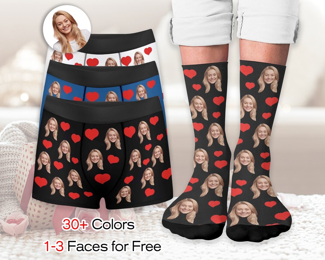 Custom Face Boxers, Custom Photo Socks, Personalized Men Underwear With