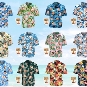 Custom Face Hawaiian Shirt, Personlized Photo Button-Up Shirts for Dad Men, Bachelor Party Shirt image 2