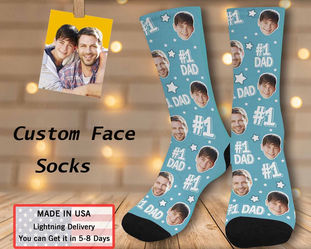 Personalized Socks for Daddy, Custom Socks With Face & 1 DAD, Socks