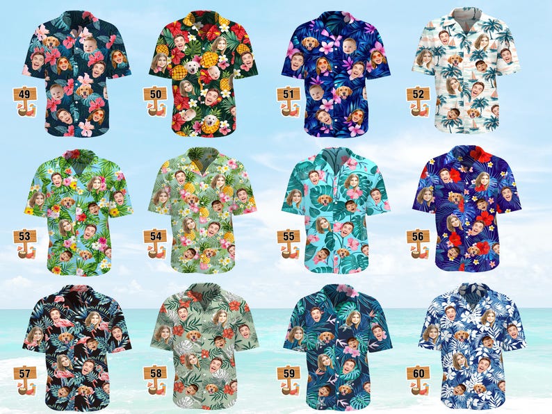 Custom Face Hawaiian Shirt, Personlized Photo Button-Up Shirts for Dad Men, Bachelor Party Shirt image 6