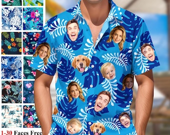 Custom Face Hawaiian Shirt, Personlized Photo Aloha Shirt for Men