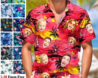 Custom Picture Face Hawaiian Shirt: Personalized Photo Floral Aloha Shirt, Dad Family Matching Shirts