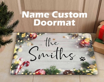 Custom Door Mats for Christmas, Last Name Doormat, Housewarming Gifts, Porch Decor, Welcome Doormat, Personalized Mats, Best New Year's Gift