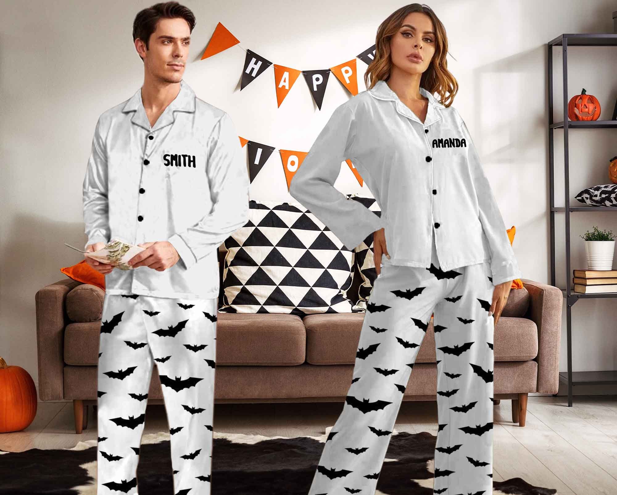 Couples Halloween Pajamas, Bat Pattern Custom Men's Pajamas, Name Custom Couple  Pajamas Sets, Custom Gifts for Halloween Night, Gift for Him -  Canada