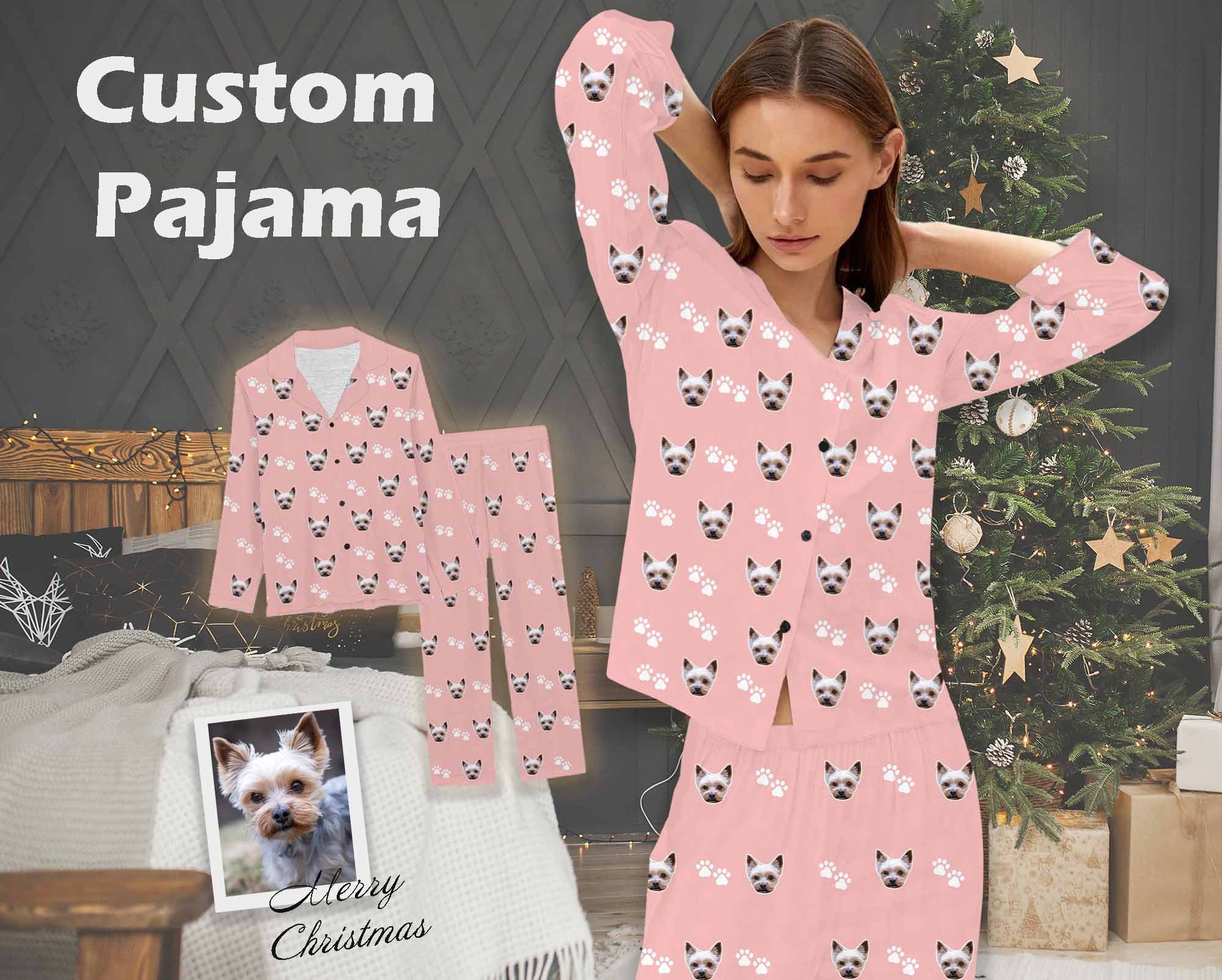 ElYIECD Custom Face Pajama Sets For Family Personalized Photo Merry