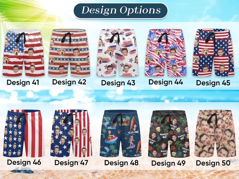 Personalized Face Swim Trunks: Custom Men's Bathing Suit, Men Swimwear Shorts image 6