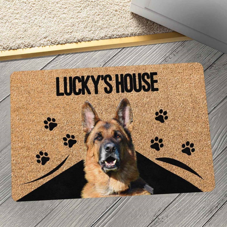Custom Door Mat With Dog Picture Last Name Doormat Porch Etsy