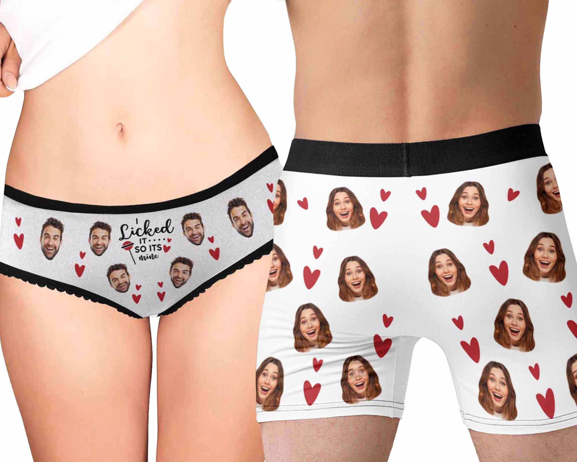 Personalized Couple Matching Underwear Gift, Custom Photo Face