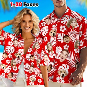 Custom hawaiian shirt with faces, Personalized Photo Button-Up Shirt