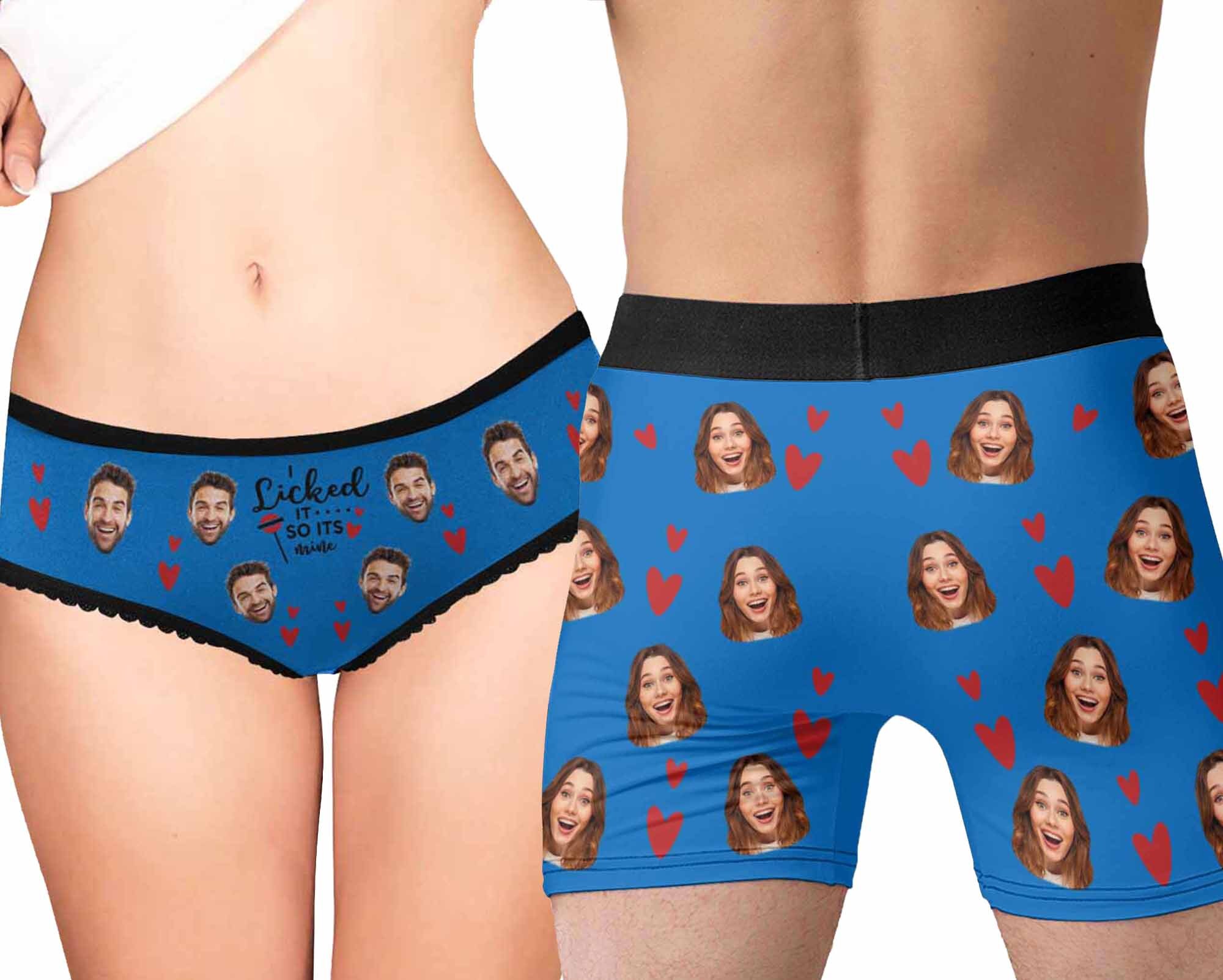 Personalized Couple Matching Underwear Gift, Custom Photo Face