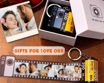 Gifts for mom dad grandma,Personalized 5-20 Photos Film Roll Keychain,Custom Camera Roll Keychain, Birthday Gifts,For Lover Family Friends,