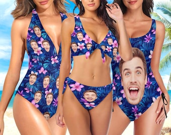 Custom Face Swimsuit: Personalized Photo Bikini, Summer Party Swimwear