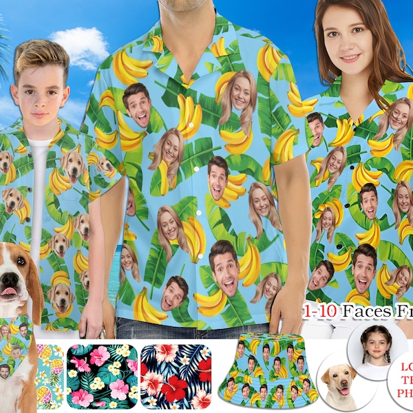 Personalize Hawaiian Shirt with Face,custom photo hawaiian shirt for dad man,Custom hawaiian bucket hat,Banana Pineapple Shirt,holiday gifts