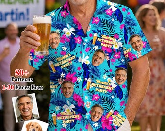 Custom Face Hawaiian Shirt: Personalized Retirement Party Apparel