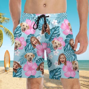 Custom Face Hawaiian Shirt, Personlized Photo Button-Up Shirts for Dad Men, Bachelor Party Shirt image 14