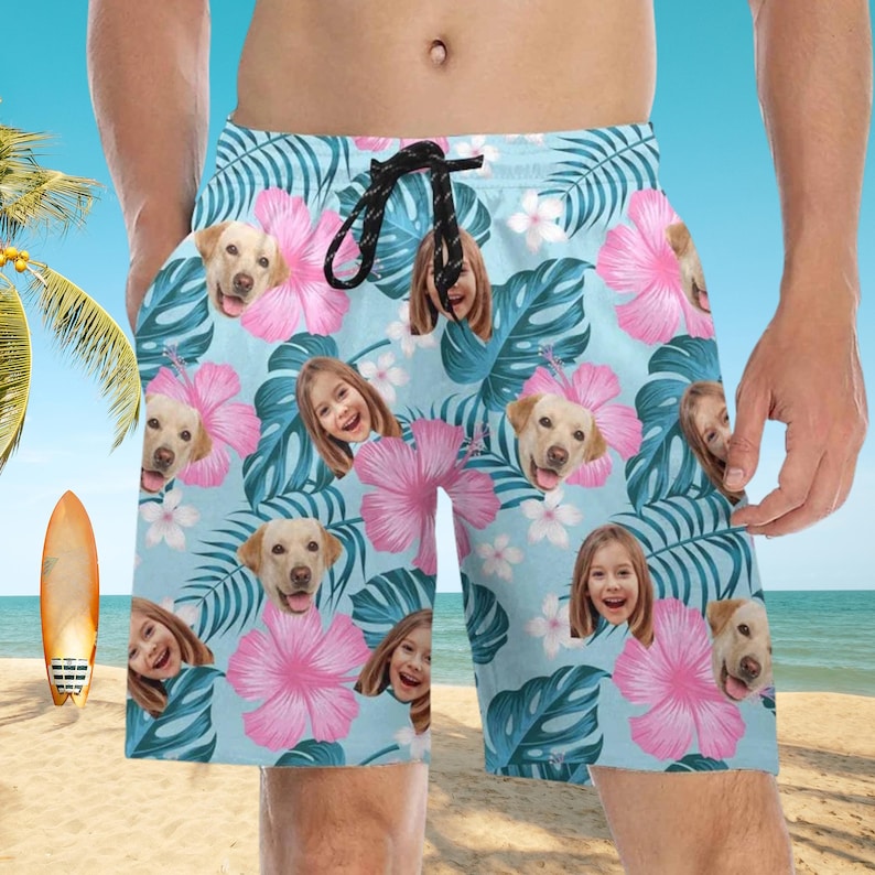 Custom Face Hawaiian Shirt, Personlized Photo Button-Up Shirts for Dad Men, Bachelor Party Shirt image 14
