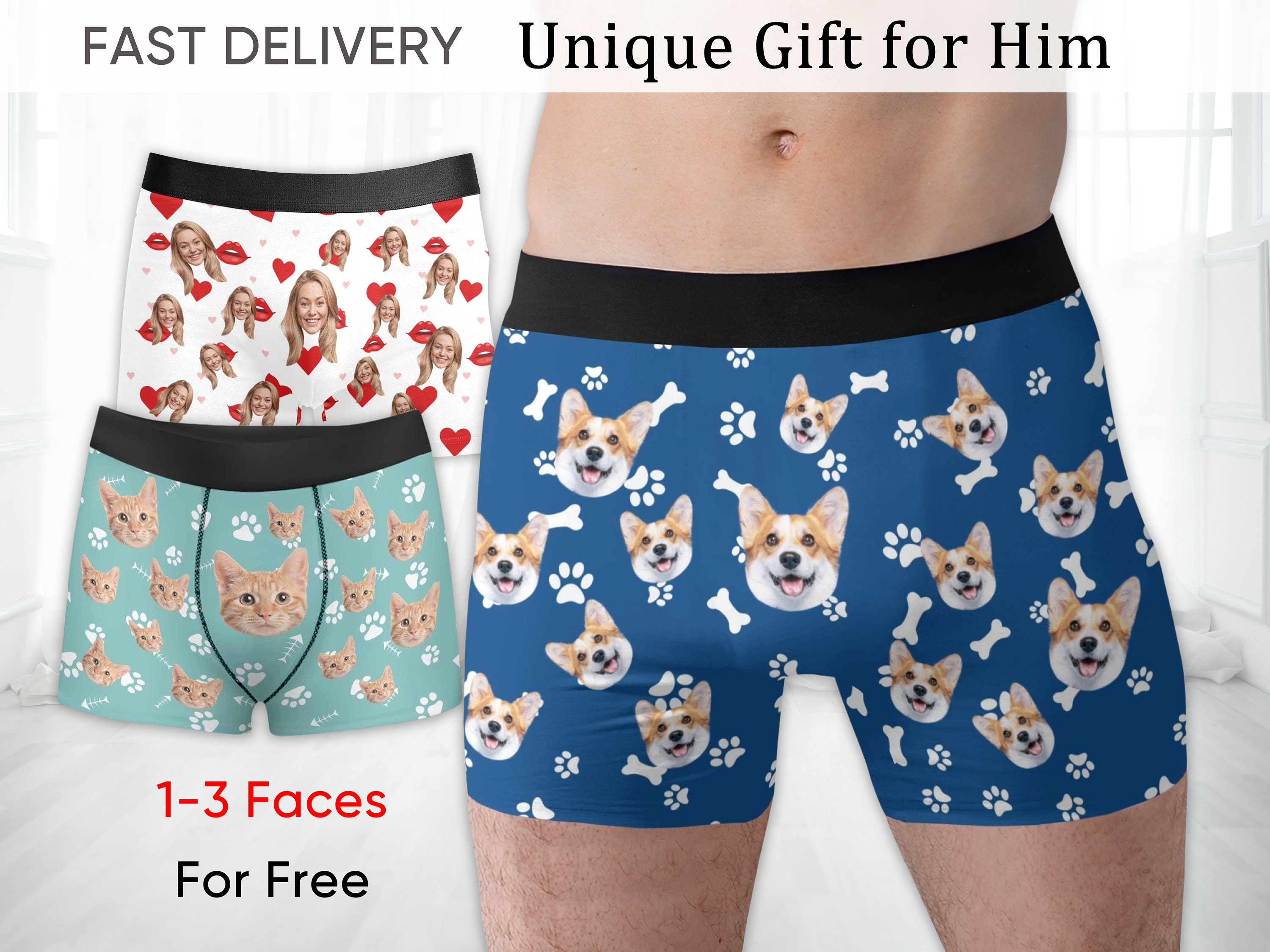 Custom Face Boxers Brief, Personalize Photo Boxers, Custom Men